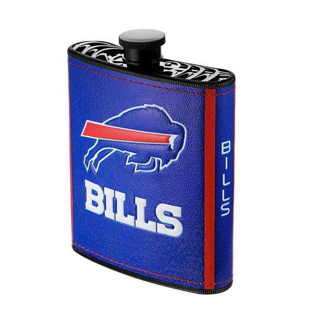 Pro Specialties Group PHF-1004 Buffalo Bills NFL 7 oz Plastic Hip Flask with PU Logo Wrapped