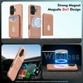thumbnail image 5 of For iPhone XS Max Removable Card Holder Cover Compatible with Magsafe 2 in 1 Detachable Wallet Case Magnetic Luxury PU Leather RFID Blocking Back Flip Kickstand Shockproof Case,Rosegold, 5 of 7