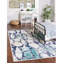 Unique Loom Ariel Collection Area Rug - Star (5' 3" x 8' Rectangle Blue/Ivory)