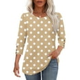 thumbnail image 5 of Dasayo 3/4 Sleeve Women's Tops and Blouses Summer Yellow Polka Dot Buttons Crewneck T-Shirt Womens T Shirts M, 5 of 7