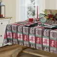 thumbnail image 5 of Newbridge Country Rustic Wildlife Lodge Plaid Christmas Fabric Tablecloth, Woodland Moose, Bear and Cabin Winter Holiday Tablecloth, 52" x 52" Square, 5 of 9