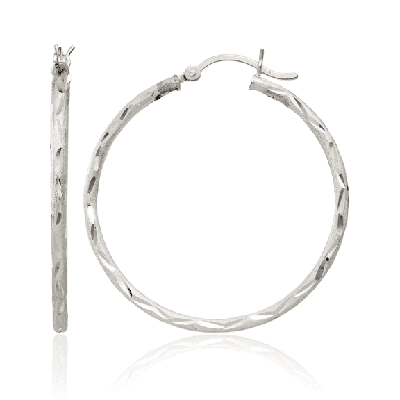 925 Sterling Silver Round Large Hoop Earrings