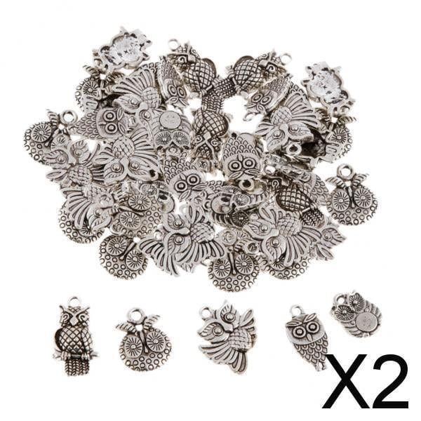 Juego de 100 dijes de búho tibetano para hacer joyas personalizadas 2 piezas
