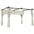 thumbnail image 1 of Outsunny Pergola d'Extérieur 10 Pieds x 13 Pieds avec Auvent Rétractable et Rideaux, 1 of 10