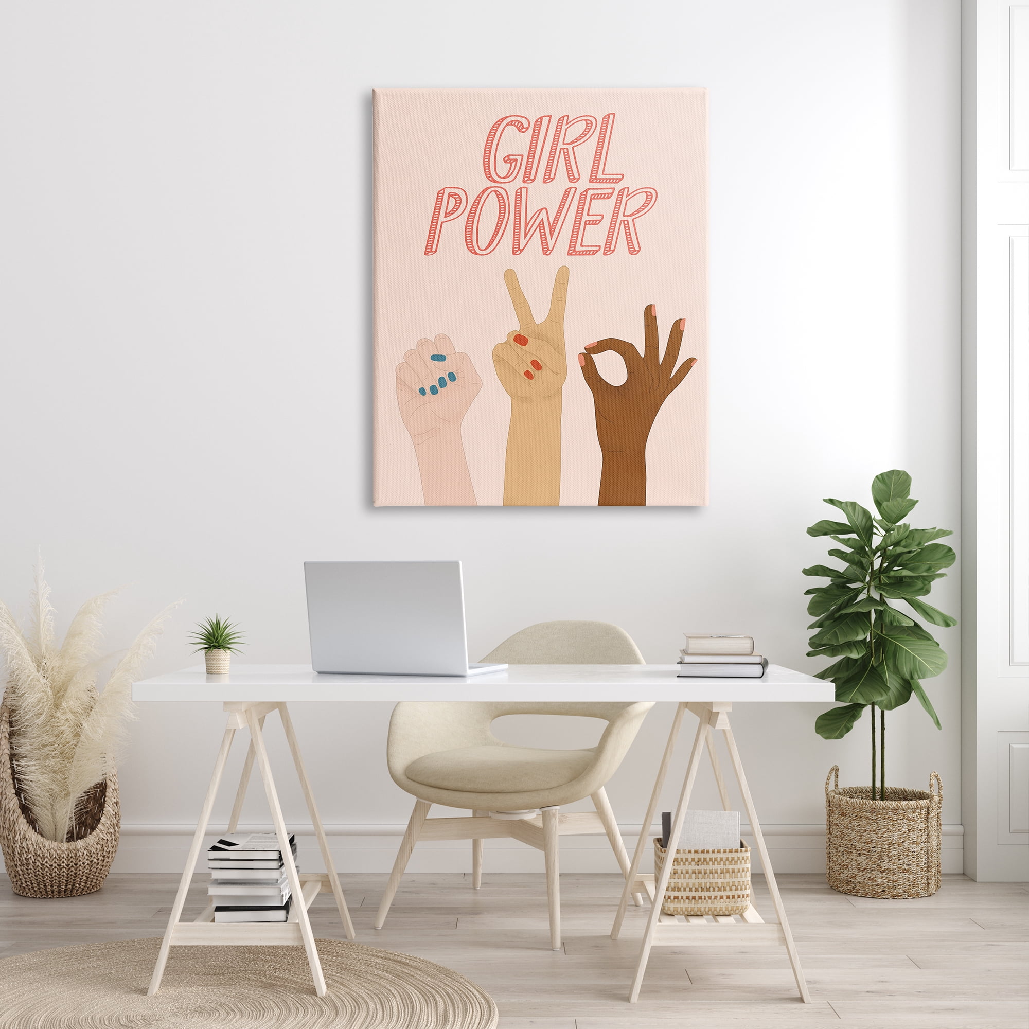 Stupell Industries Girl Power Pop Phrase Various Hand Signs, 36 x 48, Designed by JJ Design House LLC