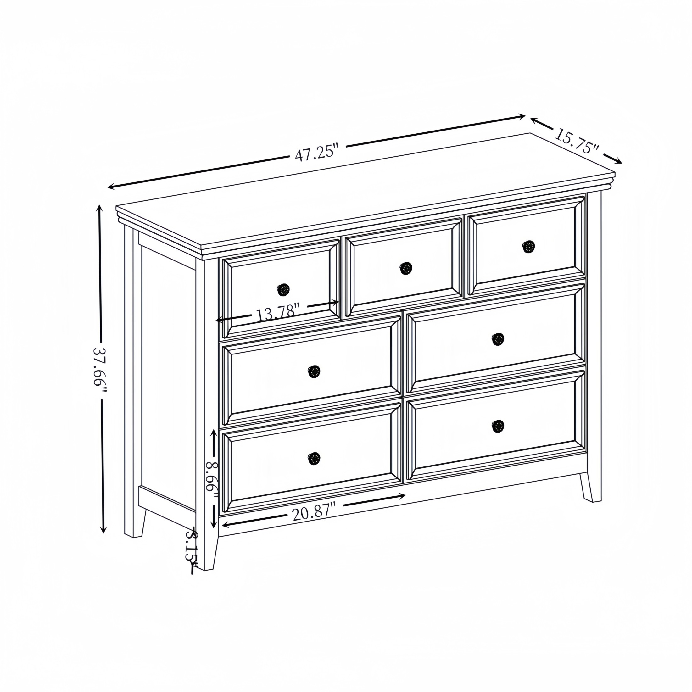 Noble House Arley 7-Drawer Dresser, Modern Farmhouse Wide Chest Organizer for Clothes Storage, for Living Room, Beige
