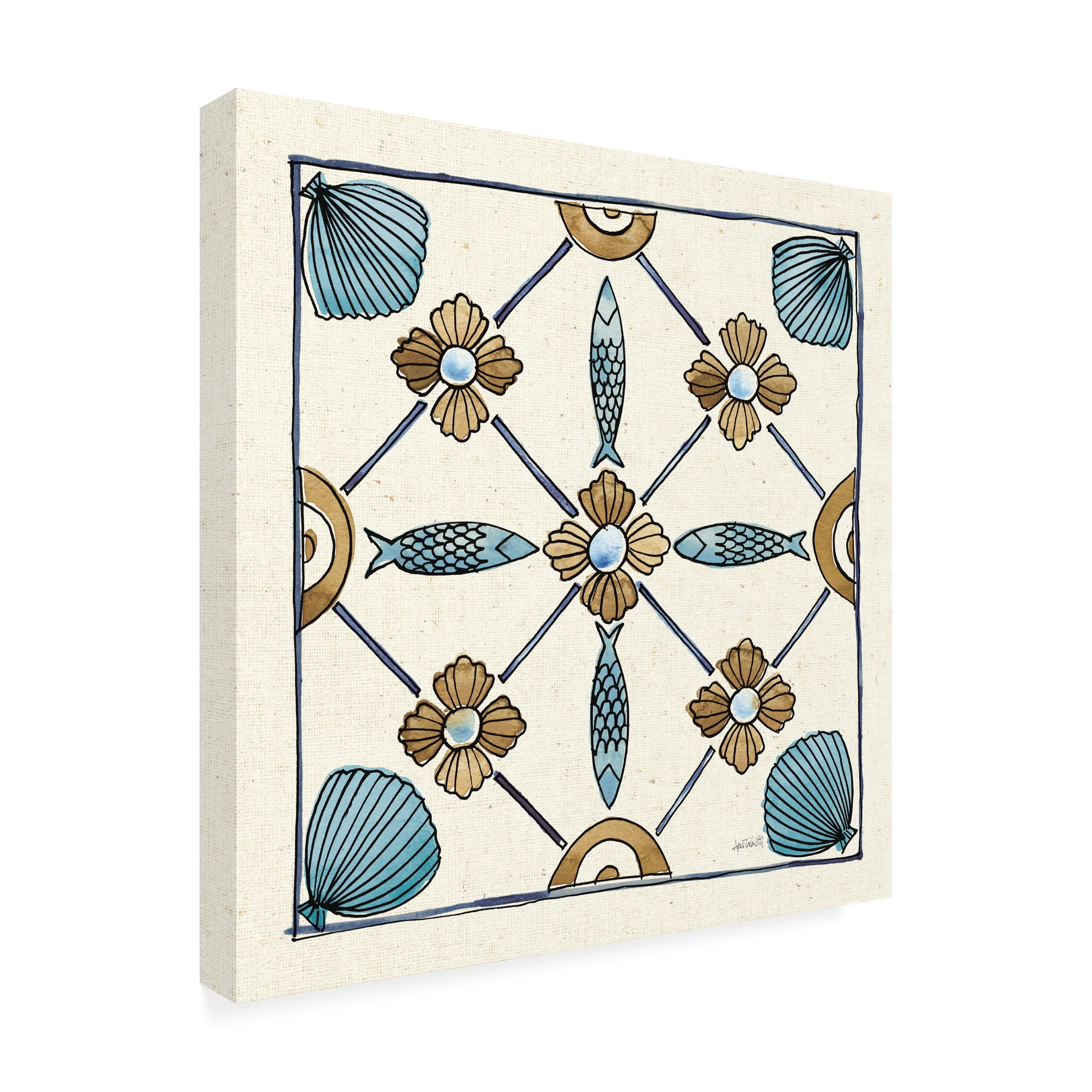Anne Tavoletti 'Coastal Breeze Tile II' Canvas Art