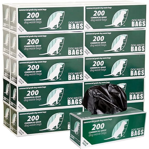 2,000 Commercial Grade Dog Waste Station Refill Roll Bags, 40% Thicker, Fits Any Station, 10 Rolls of 200 Bags Each