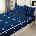 thumbnail image 3 of Erosebridal Cartoon Polka Dot Zipper Twin Comforter Sets with Fitted Sheet and 2 Pillowcases for Girls, Navy Retro Circle Zipper Bedding Set, Navy Reversible, 4pcs, 3 of 7