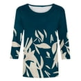 thumbnail image 4 of Leesechin Women's Fashion T-shirt Mid-length 3/4 Sleeves Blouse Round Neck Casual Tops in Clearance, 4 of 5
