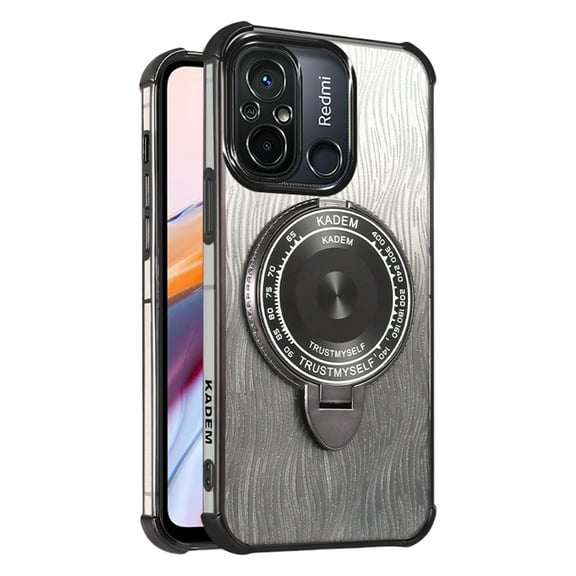 Kickstand Case for Redmi 12C 4G Cover Soft TPU Silicone Phone Case with Luxury Magnetic Mirror Stand Shell for Women Men Anti-Fall Protective Cover Compatible with Redmi 12C 4G Case