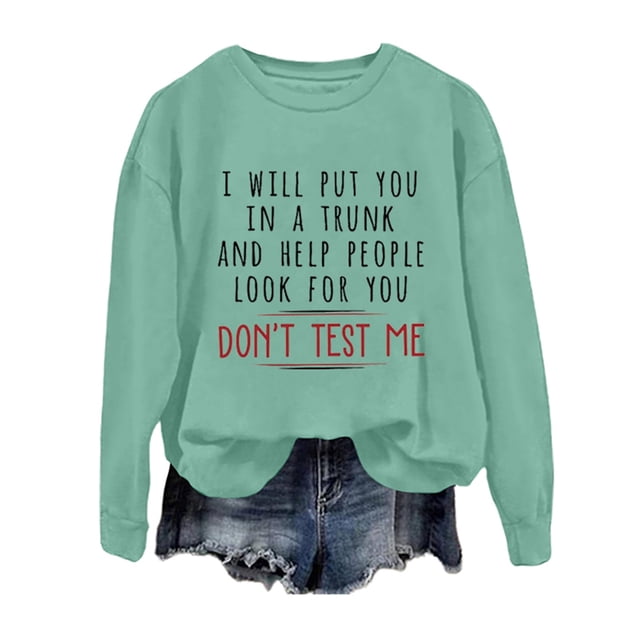 WEAIXIMIUNG Robe Sweat-Shirt avec Poches Sweat-Shirts Maxi Day Col Rond Femmes Manches Longues Imprimé Graphique Lettre Pull Sans Capuche Blouse Top