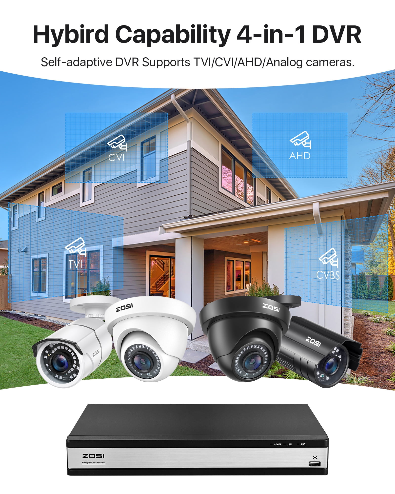 ZOSI 16 Channel Security Camera System 1080p, 1080P H.265+ Wired DVR with 4TB HDD, 12pcs 1080p CCTV Surveillance Camera Outdoor Indoor, 80ft Night Vision, 90° View Angle