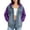 Purple, variant on Tqcoqu Women's Color Block Hooded Denim Jacket with Multi Pocket,Button Down Long Sleeve Knit Sleeve Loose Casual Jean Trucker Coat For Fall Winter,Black Women's S-XXL