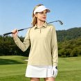 thumbnail image 5 of Polo Shirts for Women Cotton Button Collared Golf Long Sleeve Tops With Pocket Front, M, 5 of 6