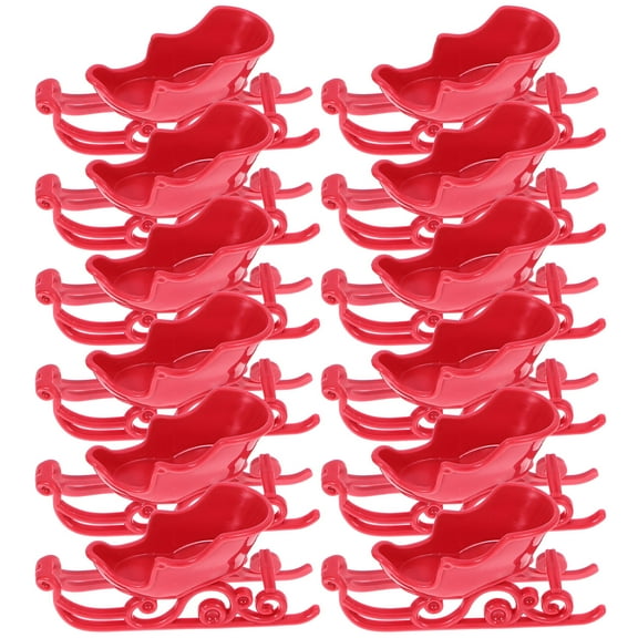 HONMEET Mini Santa Sleigh Toy Set, 12 Pieces, Red, 2.8 x 1.3 x 0.8 Inches, Holiday Decoration and Kids Christmas