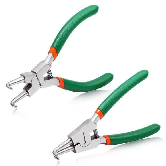 SPEEDWOX 2 Pcs Circlip Pliers Set, Tip Diameter 0.06 Inch, 5-Inch Snap Ring Pliers, Internal External Retaining Ring Pliers, Curved Jaws for Ring Remover Retaining