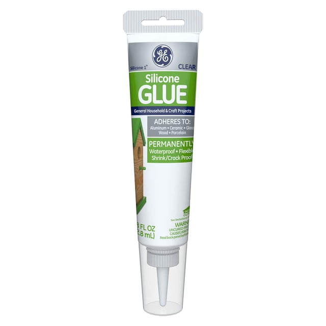 Pegamento adhesivo GE Household Silicone, 1 tubo transparente de 82 ml