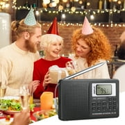 Portable Radio, DISEN Digital Stereo Radio World Full Band Radio Receiver with Great Reception and Alarm Clock, Handheld Transistor Radio for Walking, Camping, Jogging, Black