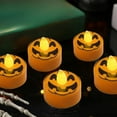 thumbnail image 3 of 12-Count Halloween LED Tea Lights - Battery Operated Flameless Candles with Timer Pumpkin Ghost Designs Safe Tabletop Decor Set(B), 3 of 7