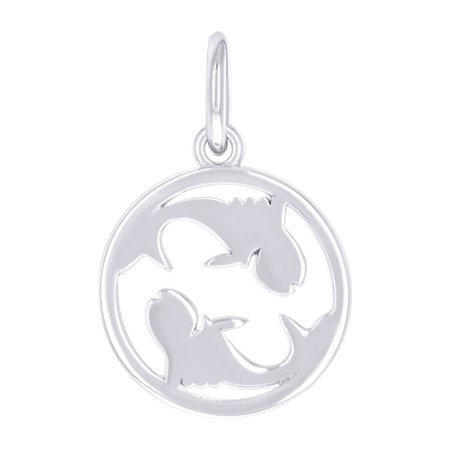 925 Sterling Silver Unisex Pisces Zodiac Sign Charm Pendant for Men Women