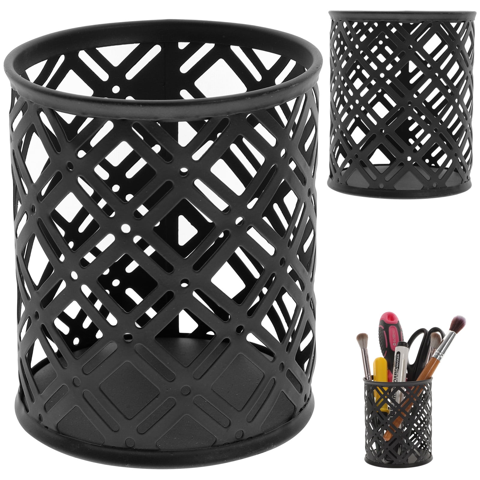 NUOLUX 2Pcs Desk Pen Organizer Pen Storage Bucket Multiuse Pen Holder Simple Style Pen