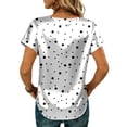 thumbnail image 6 of Dweltoz Satin Blouse for Women Short Sleeve Crew Neck Shirts Loose Satin Tunic Tops Spring Polka Dot Print Casual Blouse 2026,White M, 6 of 6