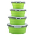 thumbnail image 1 of ZOUSSIQI 4pcs/ Set Round Silicone Safe Durable Foldable Lunch Box Bento Tableware(Green) JU316-53075, 1 of 13