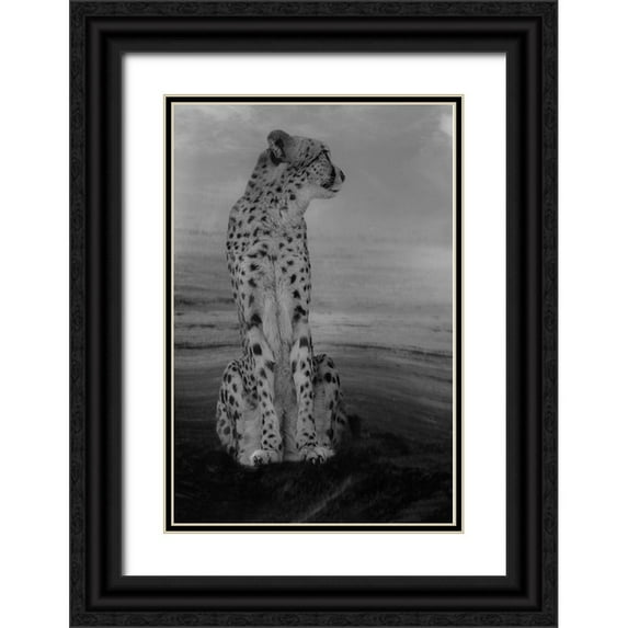 Wisniowska, Krystina 17x24 Black Ornate Wood Framed with Double Matting Museum Art Print Titled - Cheetah on the Watch