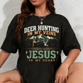thumbnail image 1 of Camiseta de Mujer 100% Algodón - Cacería de Venados en Mis Venas, Jesús en Mi Corazón - Diseño Divertido Cristiano, 1 of 7