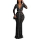 thumbnail image 1 of Vestido largo Zoctuo para mujer, sexy y elegante, con strass, negro, XL, 1 of 6