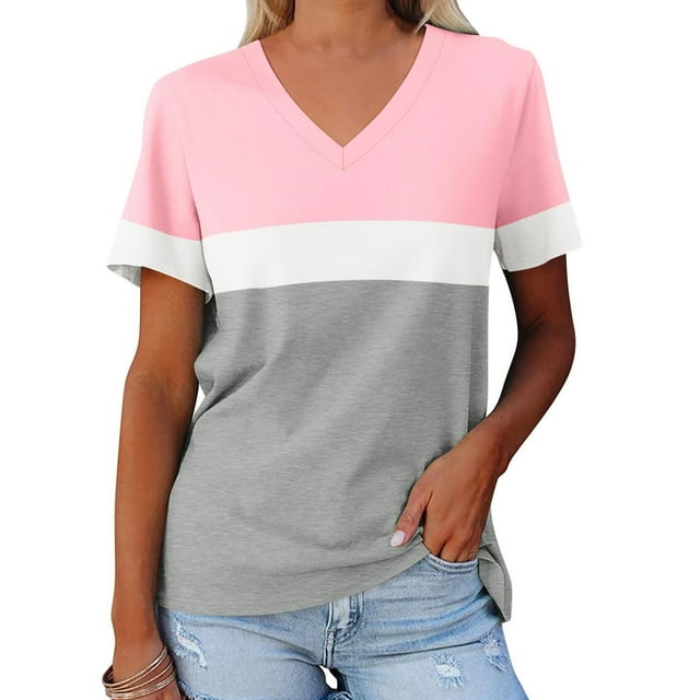 Blouses pour Femmes Mode Décontractée pour Femmes Imprimé Galaxie Astral T-shirt à Col en V à Manches Courtes