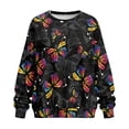 thumbnail image 4 of HELLHERO Butterfly Print Women Pullover Top Long Sleeve, Casual Oversized Sweatshirt Fall Winter Crew Neck Sweatshirt 2025 Size XXXL, 4 of 7