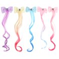 thumbnail image 1 of 5pcs Girls Hair Extensions Clip In Girls Bow Hair Extensions Girls Wigs Hair Clips, 1 of 8