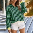 thumbnail image 4 of Oversized Sweatshirt for Women Striped Quarter Zip Pullover Tops Long Sleeve V Neck Shirts Fashion Fall Outfits, 4 of 5