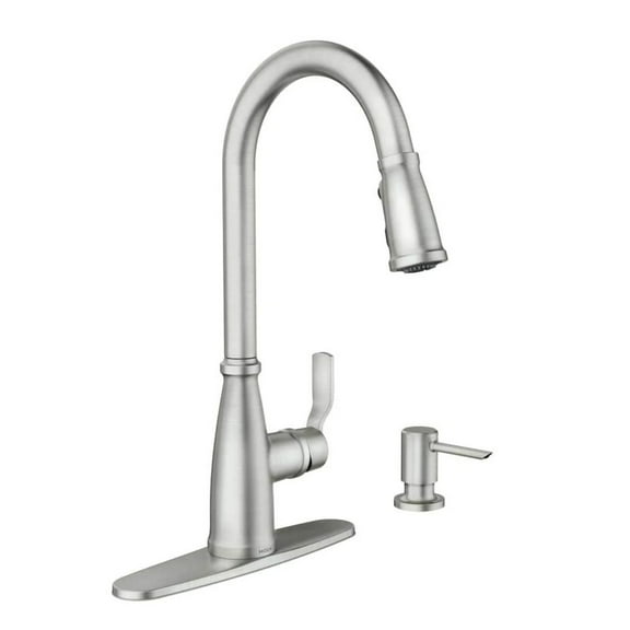 MOEN Nolia Single Handle Pull-Down Sprayer Kitchen Faucet with Reflex and PowerBoost in Spot Resist Stainless