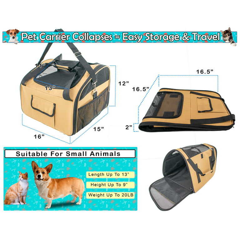 Pet Carrier for Cats, Dogs, and Small Animals - TSA Approved - Airline  Travel Carrier - Side & Top Opening, Air Vents, Collapsible with Multiple  Pockets - Gray 