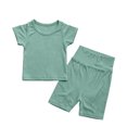 thumbnail image 7 of Cethrio Girls' Pajama Sets Short Sleeve, Crewneck 2 Piece Soft Summer Girls' Sleepwear Green Size 3-4 T, 7 of 7