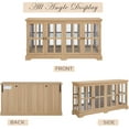 thumbnail image 5 of 59.05" W LED Curio Cabinet with 7 Color Lights, Vintage Glass Display Cabinet with 4 Glass Doors and Adjustable Shelves, Wooden China Case with Smartphone-Controlled for Living Room (Oak), 5 of 9