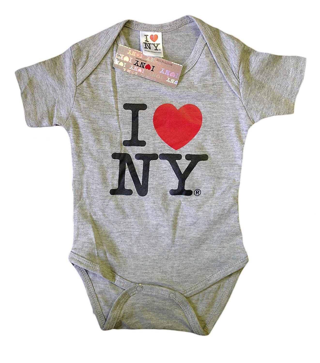 NYC FACTORY I Love NY New York Baby Infant Screen Printed Heart Bodysuit Gray 