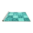 thumbnail image 2 of Ahgly Company Machine Washable Indoor Round Checkered Turquoise Blue Modern Area Rugs, 6' Round, 2 of 4