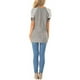 thumbnail image 4 of Camiseta de mujer Vogacara con estampado de rayas manga corta cuello redondo gris L, 4 of 7