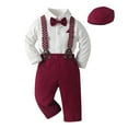thumbnail image 2 of Kureaily Toddler Boys Long Sleeve T Shirt Tops Suspenders Pants Child Kids Gentleman Outfits 9-12 Months, 2 of 5