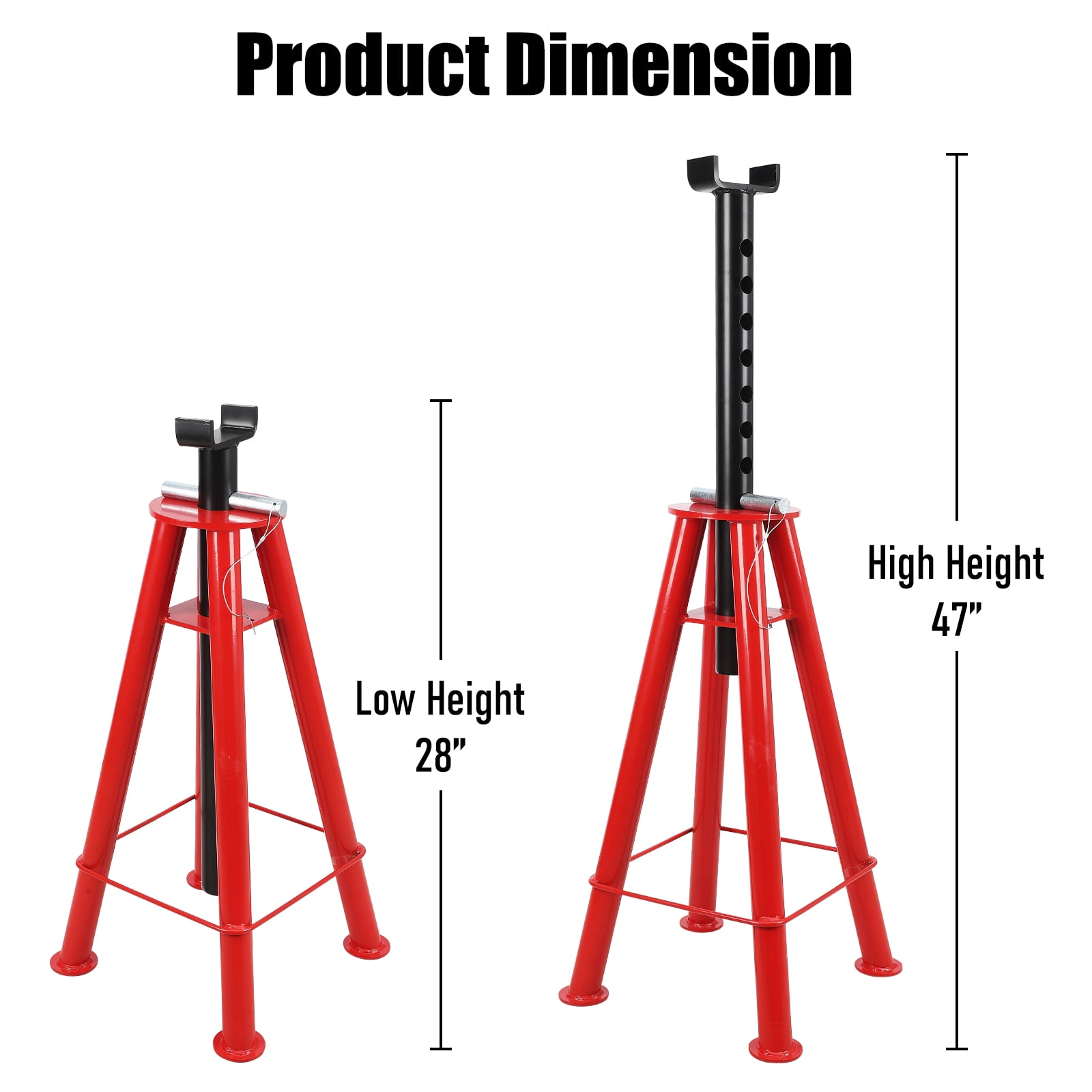 Amkui Pipe Stand, Height Adjustable, Portable Jack Stand with Folding Legs, Steel Multi-Purpose Jack for Pipe Cutting/ Welding Projects in Automotive Manufacturing/ Construction Projects, 1/2 Set
