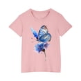 thumbnail image 2 of Lilgiuy Little Girls' Short Sleeve Solid Color Cute Graphic Round Neck Tee T-Shirt Soft, Comfortable, Loose Shirts for Kids(Pink,3-4 Years), 2 of 5