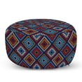 thumbnail image 1 of Aztec Pouf Cover with Zipper, Continuous Motifs in Vivid Colors Pattern, Soft Decorative Fabric Unstuffed Case, 30" W X 17.3" L, Night Blue Multicolor, by Ambesonne, 1 of 5