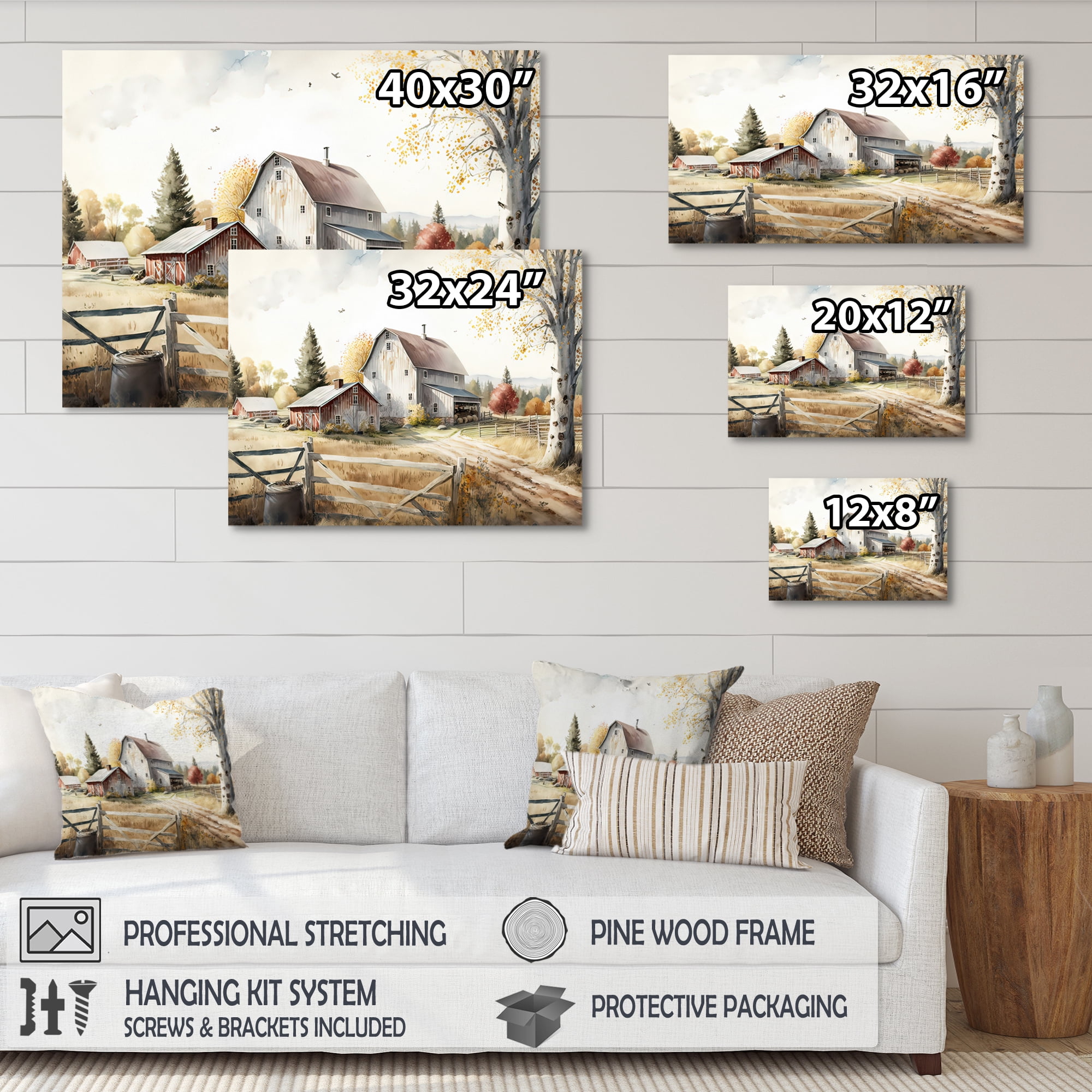 Designart Beautiful Barn In Spring II Canvas Wall Art