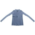 thumbnail image 4 of MIXUE Boho Tops For Women Autumn Winter Solid Color Zipper Ribbed Knit Long Sleeve Slim Cardigan Tshirts Activewear,Blue,ONE SIZE, 4 of 4
