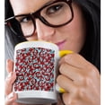 thumbnail image 2 of 3drose, Art Deco Red and Blue Roses Floral Pattern, 15oz Two-tone Yellow Mug, 2 of 6