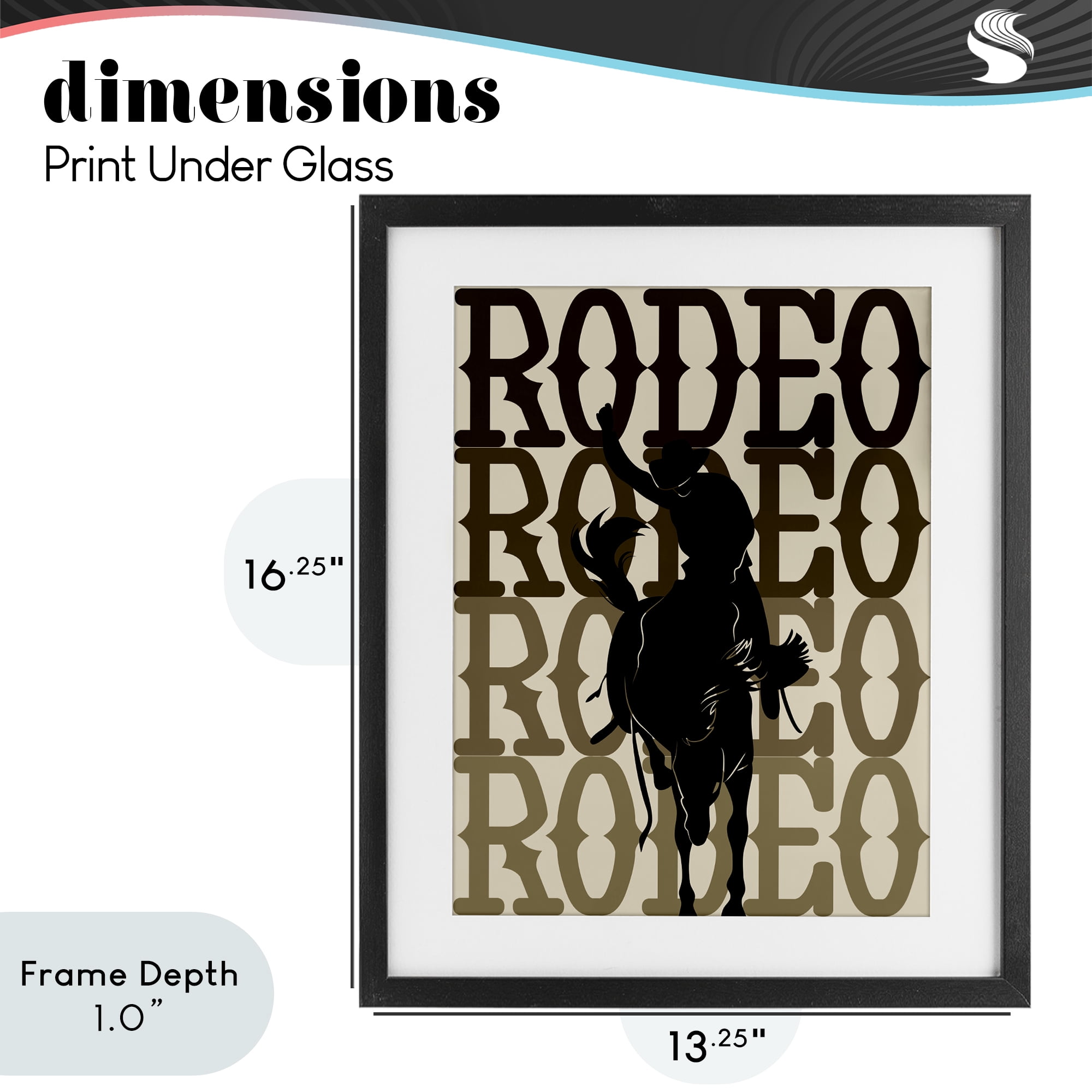 Stupell Industries Rodeo Gradient Cowboy Black Framed Print Under Glass, design by CAD Designs